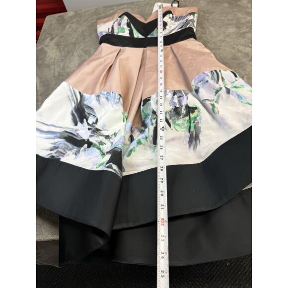 Milly Strapless Colorblock Floral Fit & Flare Dress XXS Cocktail - Picture 9 of 10